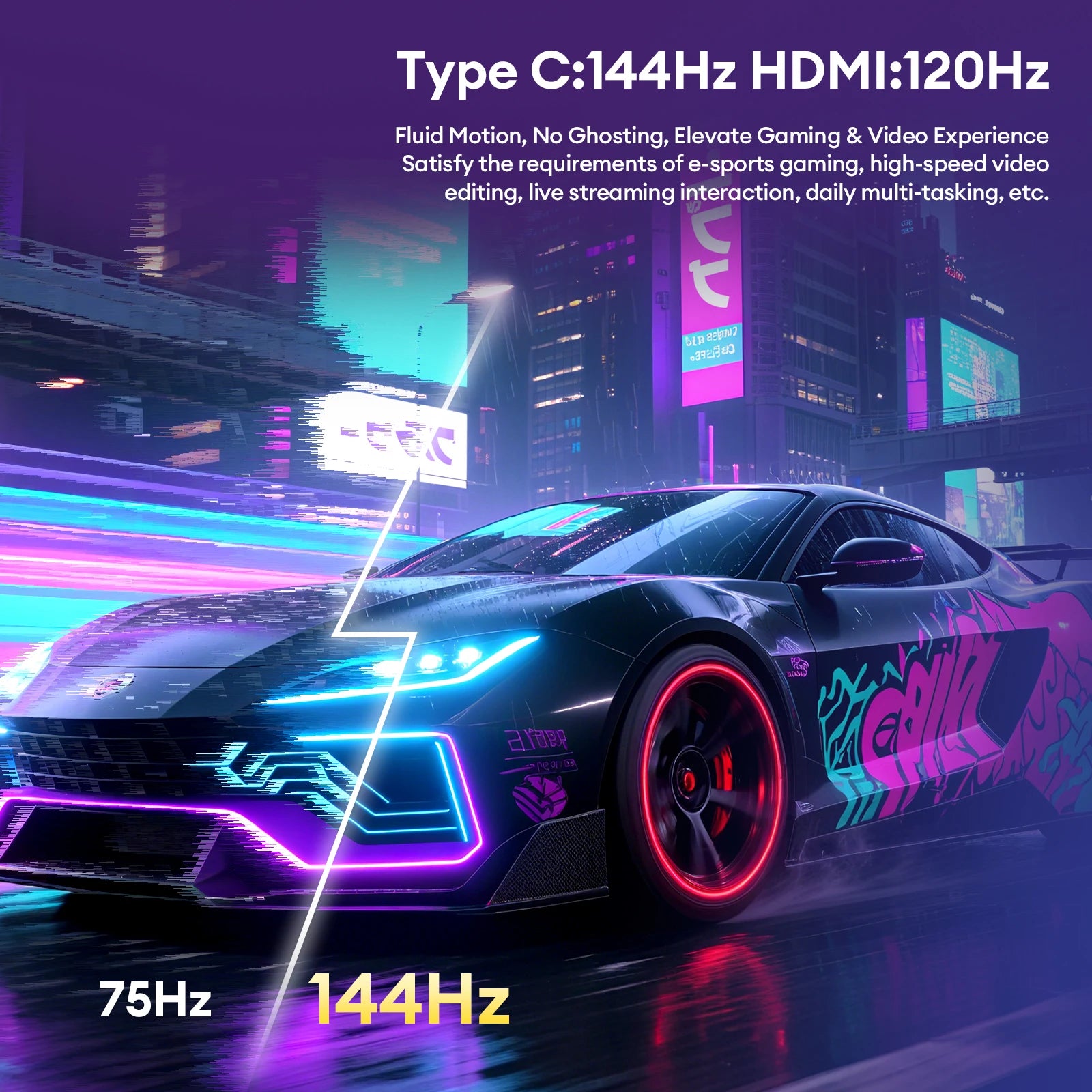 16" 2.5K 144Hz Portable Gaming Monitor - QHD IPS Travel Display for Laptop - 3