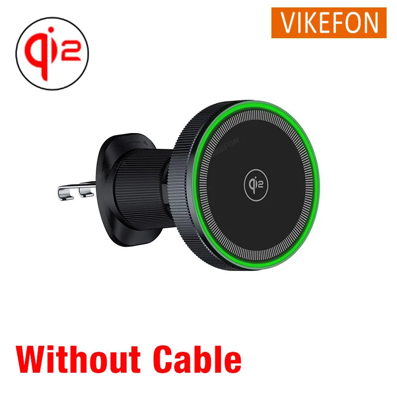 Magnetic Wireless Car Charger with Cooling Fan - 15W Fast Phone Mount