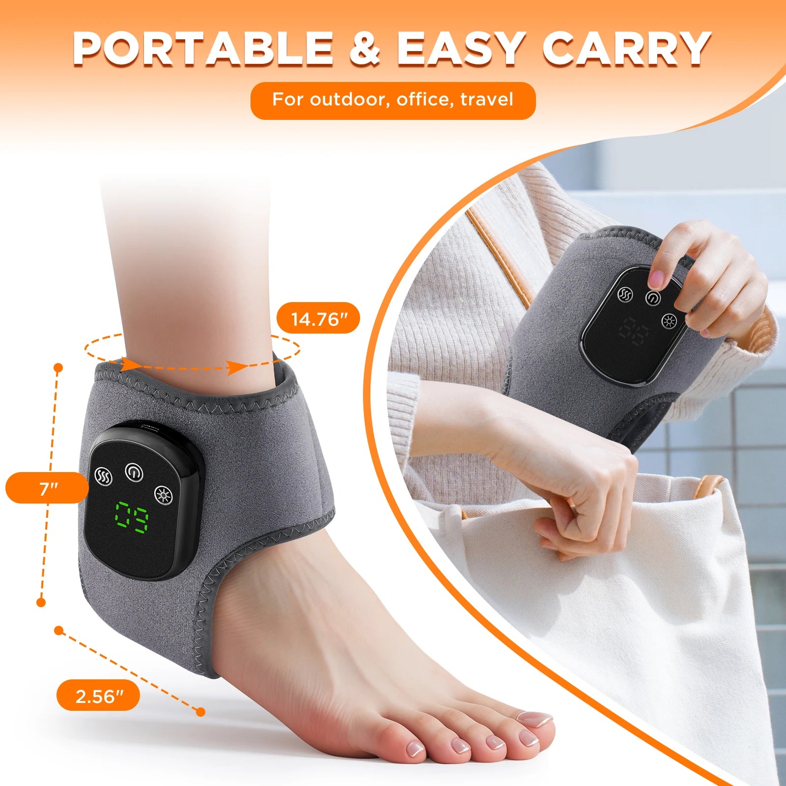 Electric Heated Ankle Massager with Vibration Therapy for Pain Relief - 13
