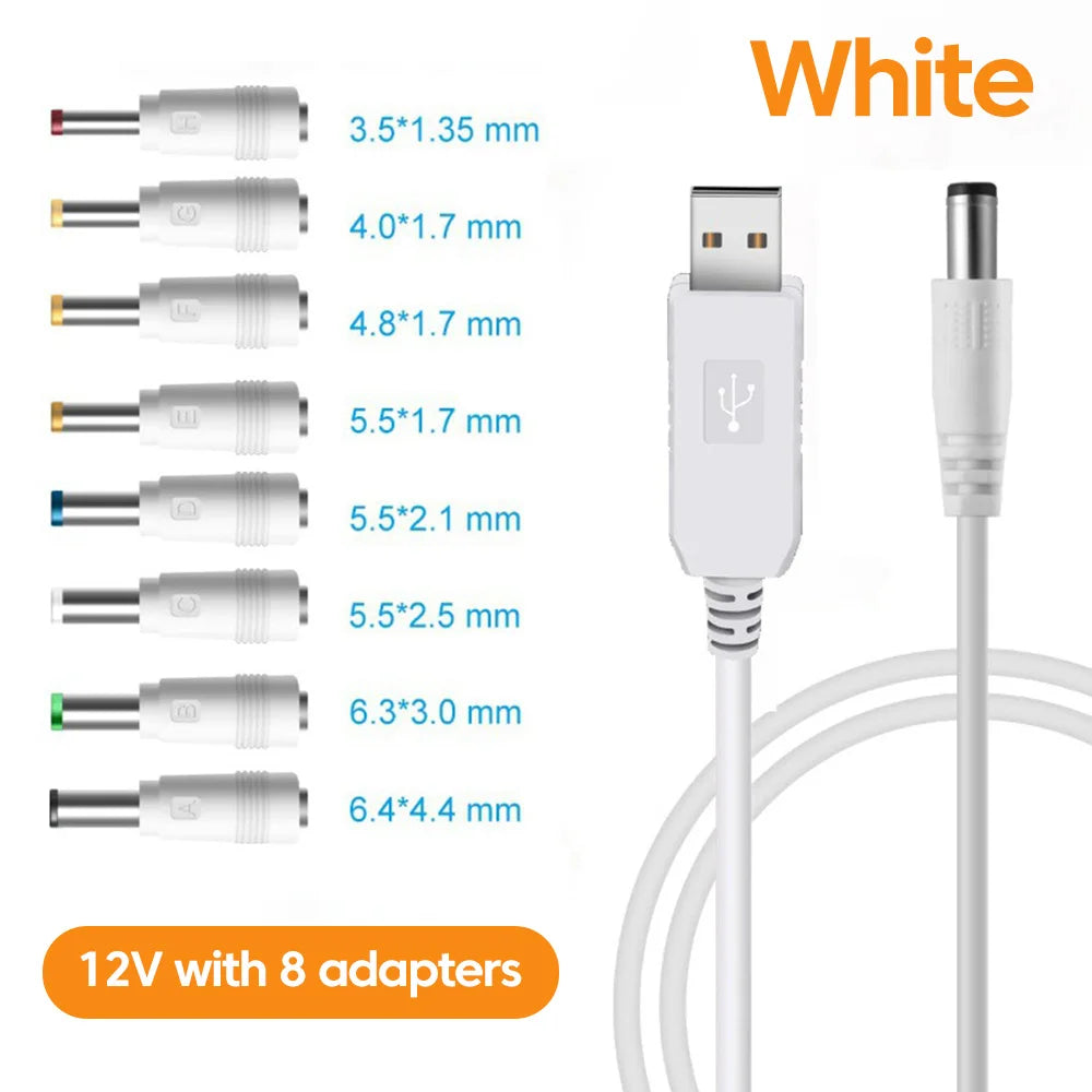 USB to 12V DC Power Boost Cable for WiFi Routers, Modems & Fans - 25