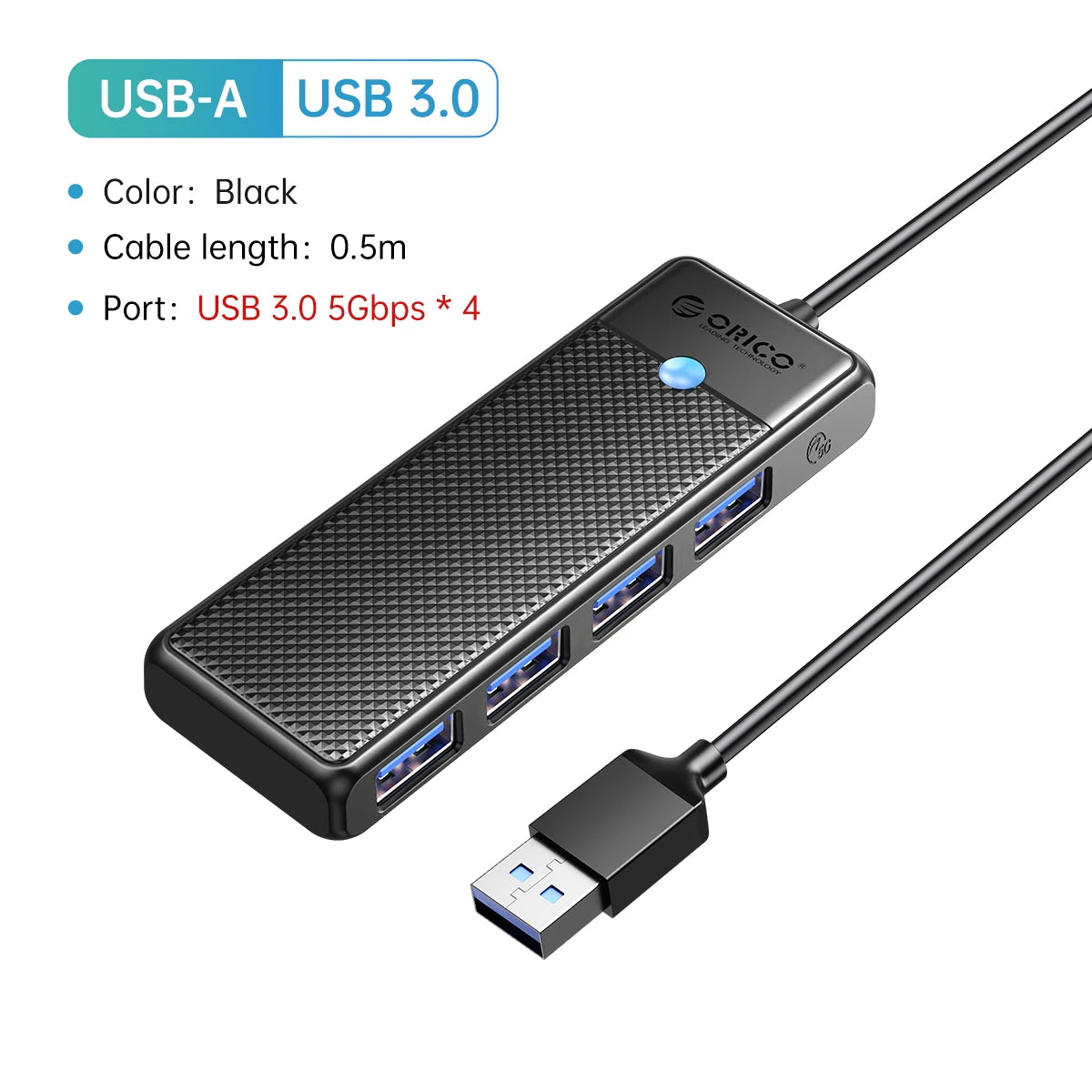4-Port USB 3.0 Type-C Hub - Ultra-Slim High-Speed Data Expansion Adapter