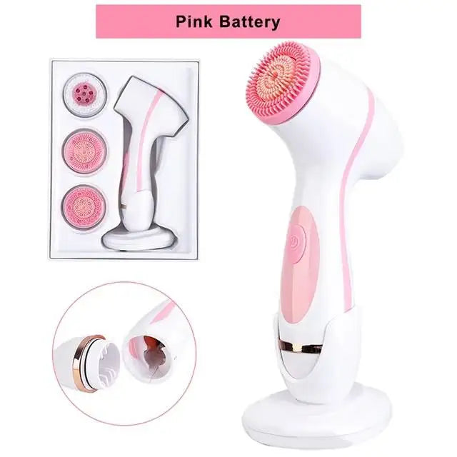 3-in-1 Waterproof Electric Facial Cleansing Brush & Exfoliating Face Massager