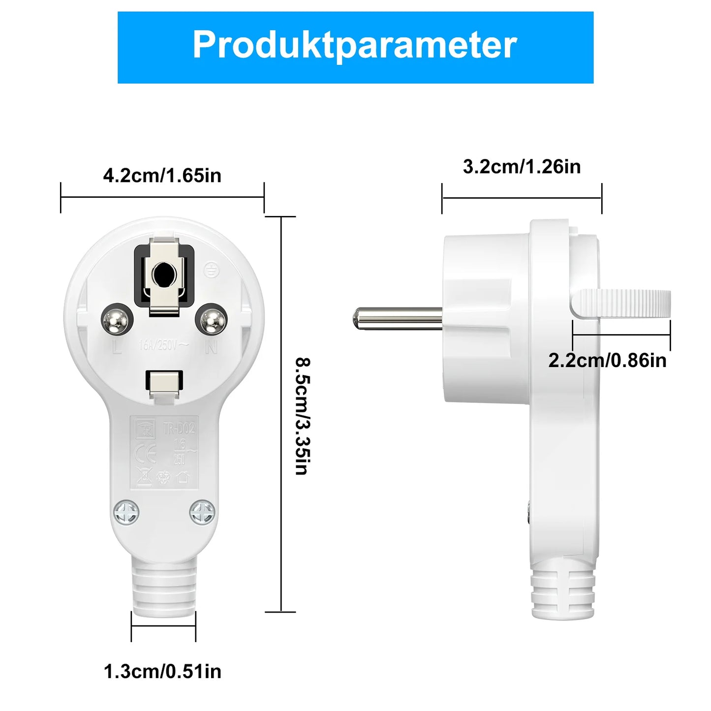Ultra-Thin Folding Flat Plug 4000W - Space Saving Wall Power Connector