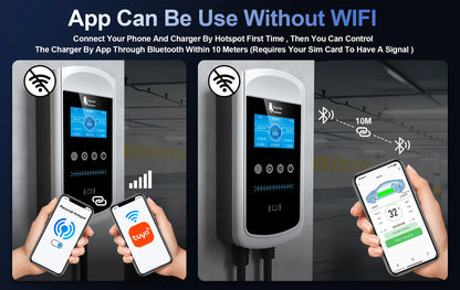 Smart EV Home Charging Station - 7kW-12kW WiFi App Control Wallbox