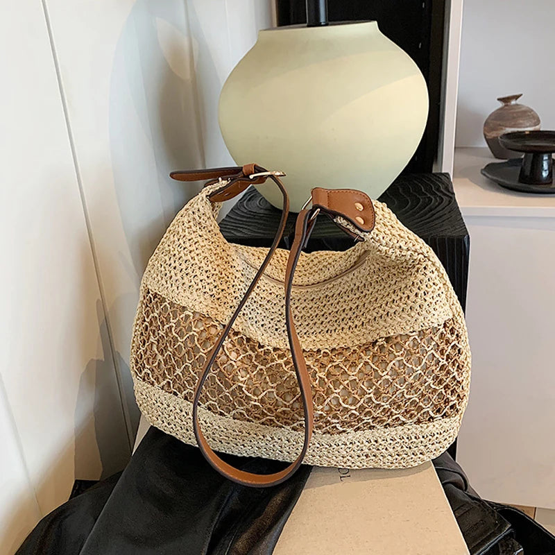 Luxury Woven Straw Beach Tote