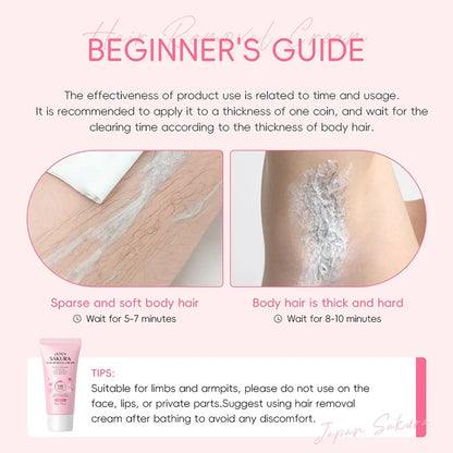Japan Sakura Painless Hair Removal Cream for Smooth Silky Skin