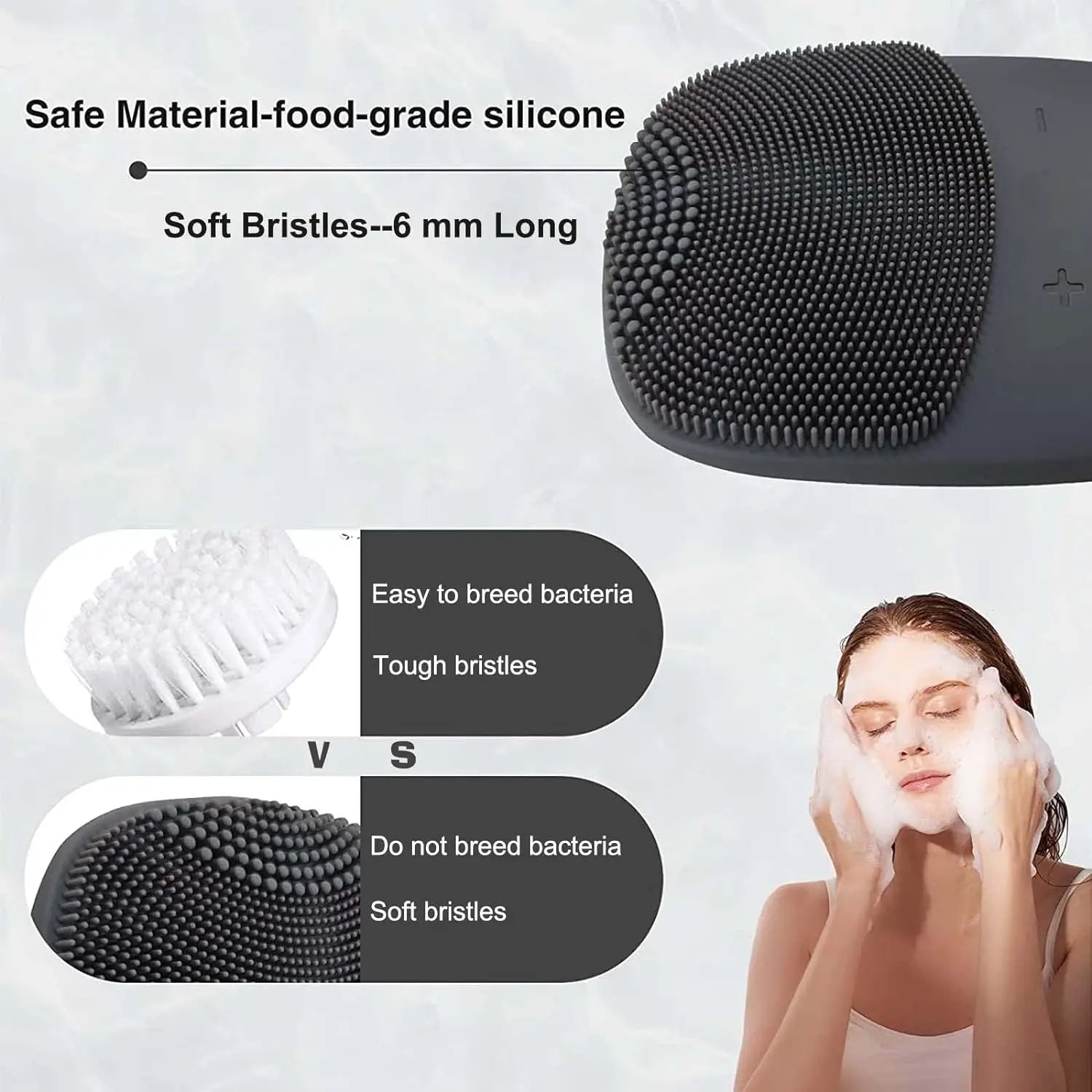 3-in-1 Electric Silicone Facial Cleansing Brush & Skin Massager - 4