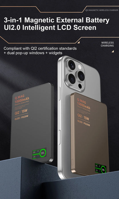 Magnetic 3-in-1 Wireless Power Bank 10000mAh Fast Charging for iPhone