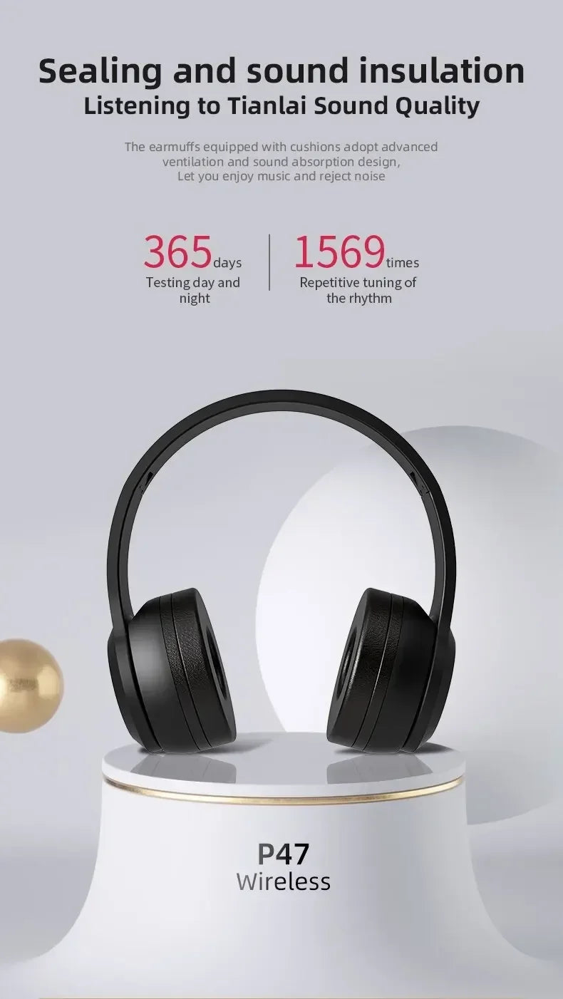 P47 Wireless Bluetooth 5.0 Foldable Stereo Gaming Headset - 6