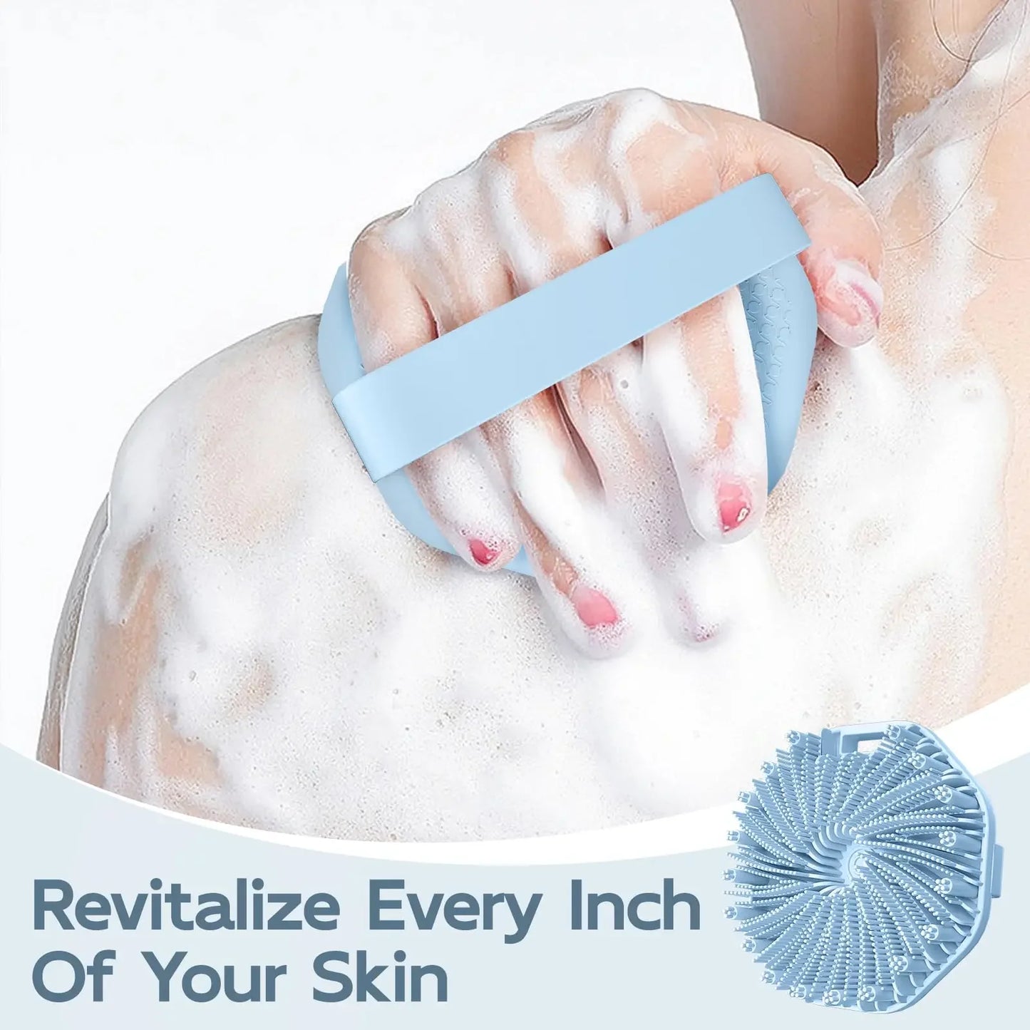Silicone Body Scrubber & Exfoliating Shower Brush with Non-Slip Grip