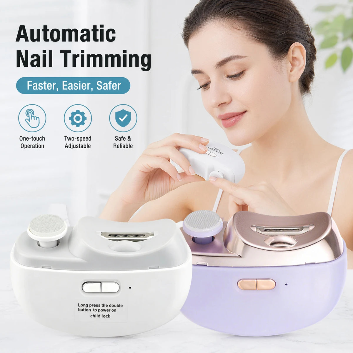 Electric Automatic Nail Trimmer and Polisher - USB Rechargeable Nail Care Device