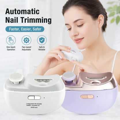 Electric Automatic Nail Trimmer and Polisher - USB Rechargeable Nail Care Device
