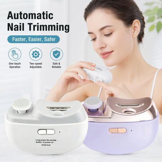 Electric Automatic Nail Trimmer and Polisher - USB Rechargeable Nail Care Device