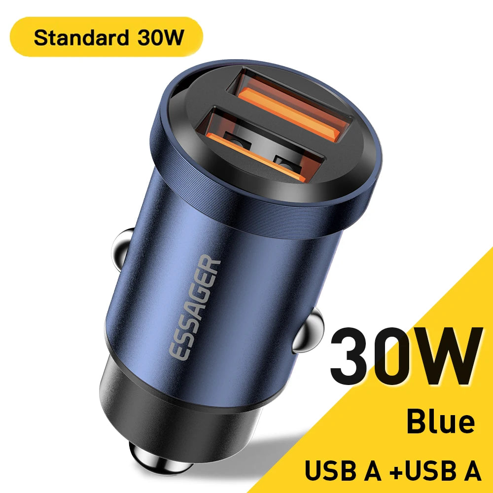 Essager 45W Fast Car Charger PD 3.0 Dual Port USB-C Adapter for Phone - 31