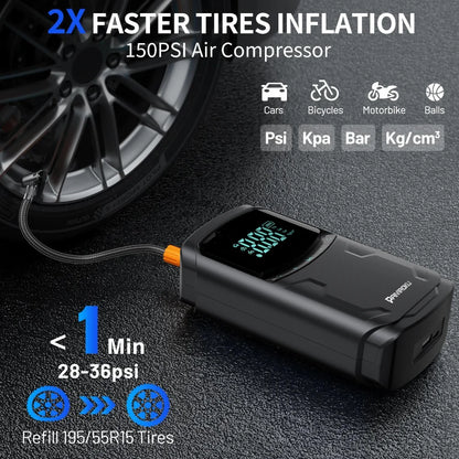 5000A Car Jump Starter with 150PSI Air Compressor & Portable Power Bank
