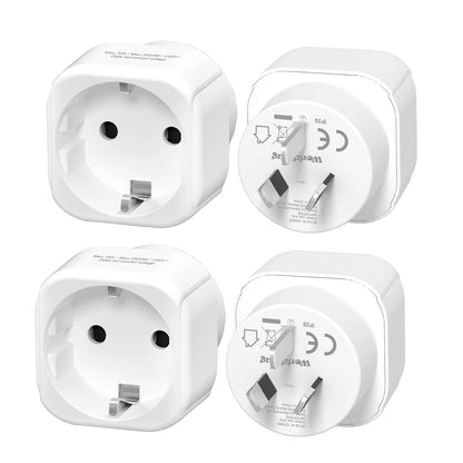 Universal Travel Plug Adapter 2-Pack - Convert EU to US, IT, CH, SA