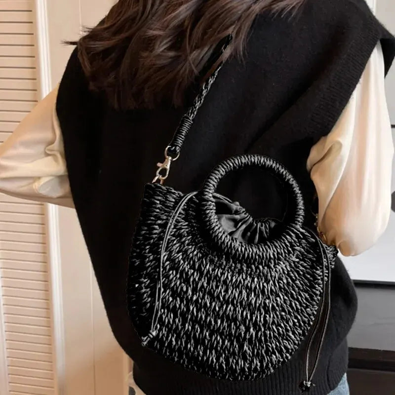 Luxury Half-Moon Straw Bag