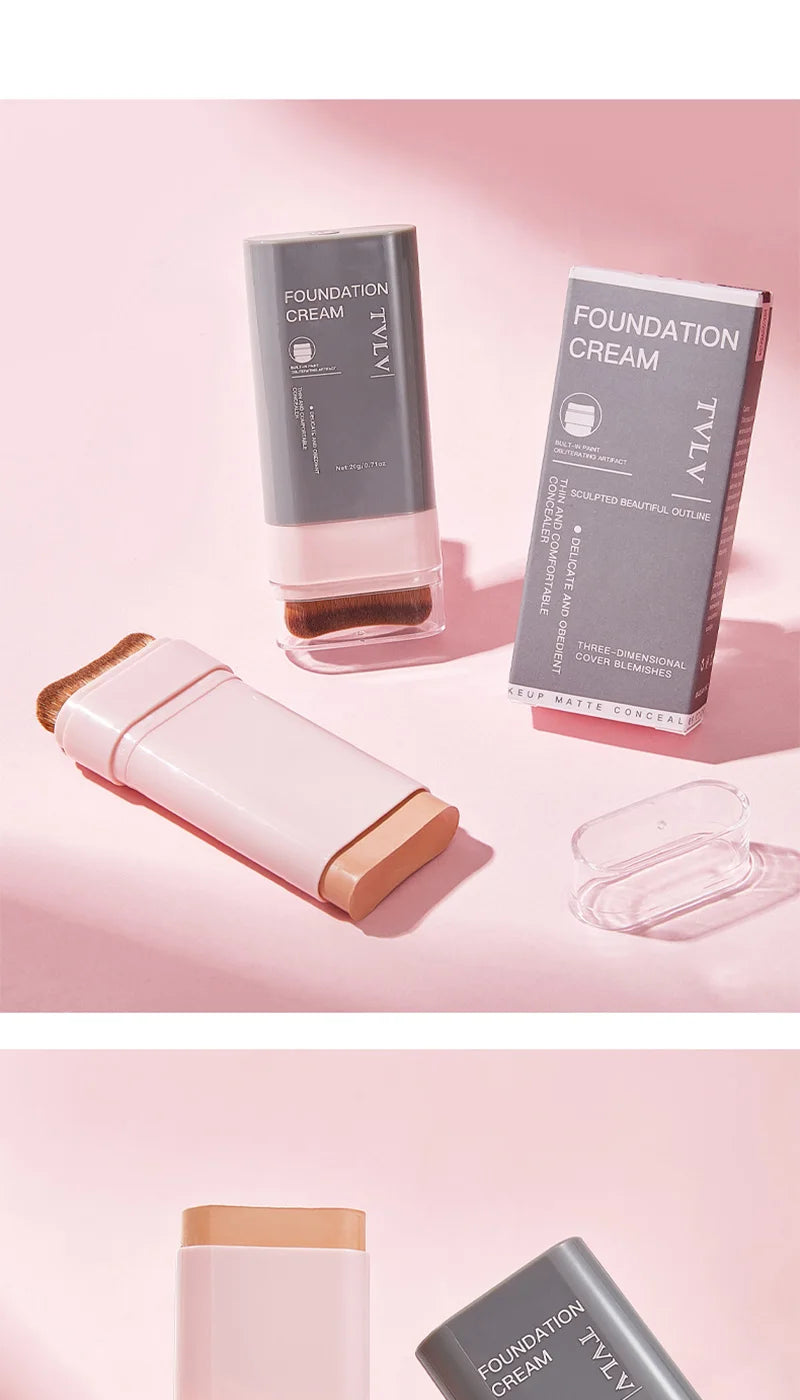 TVLV Concealing Foundation Stick - Waterproof Cream Foundation with Brush - 16