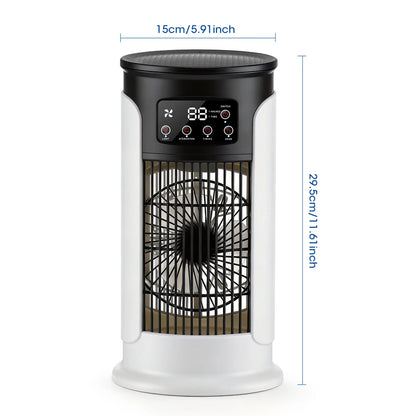 Portable Mini Air Cooling Fan - Desktop Misting Cooler with 6 Speeds & LED Light