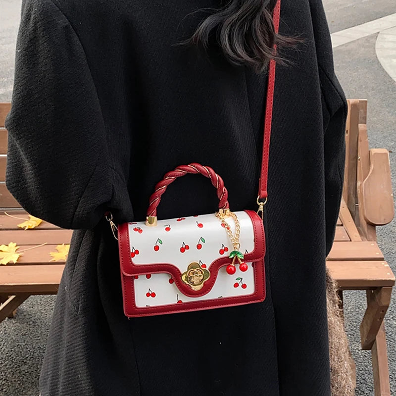 Luxury Cherry Print Crossbody Bag