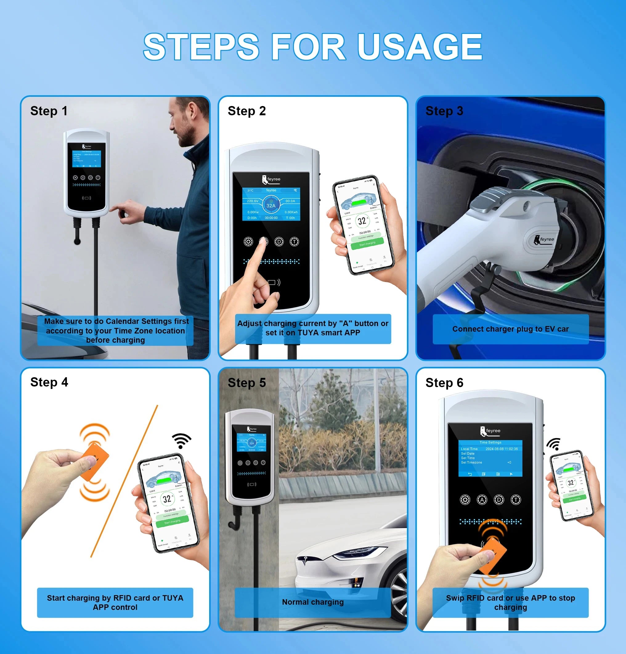 Smart EV Wallbox Charger - Type 1 Adjustable 32A-50A Station with Wi-Fi App - 22