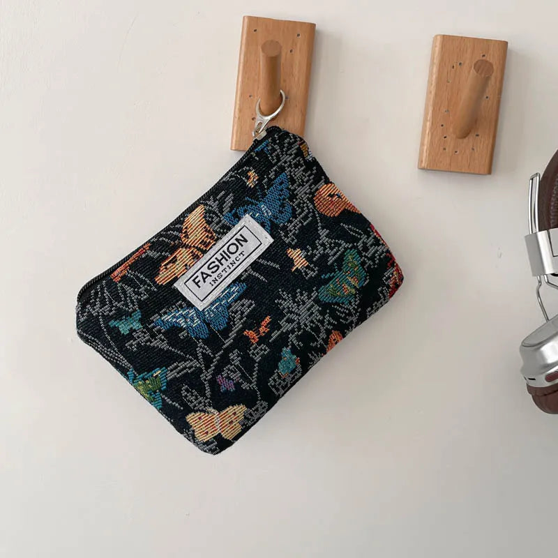 Luxury Retro Floral Canvas Clutch