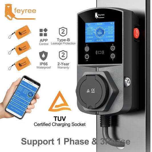 22KW Smart EV Wallbox Charger - WiFi App Control & Weatherproof EVSE