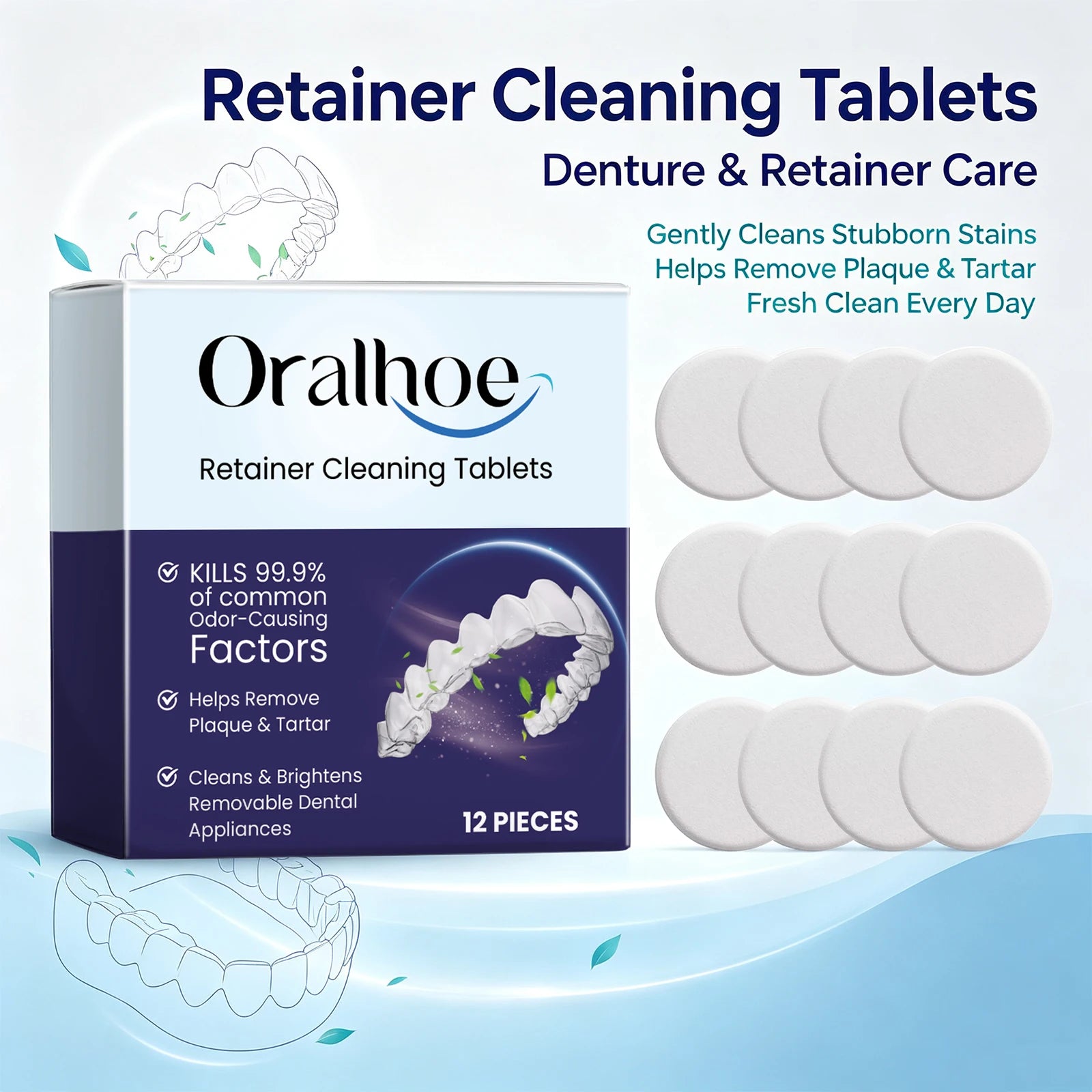 Denture & Retainer Cleaning Tablets - Deep Cleansing Effervescent Dental Care - 2