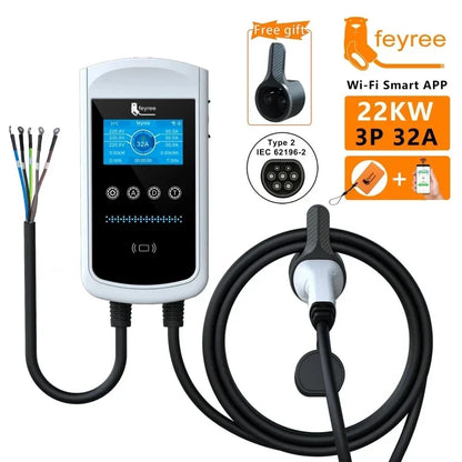 Smart EV Charging Station: Type 2 Wallbox with WiFi, App & LED Display