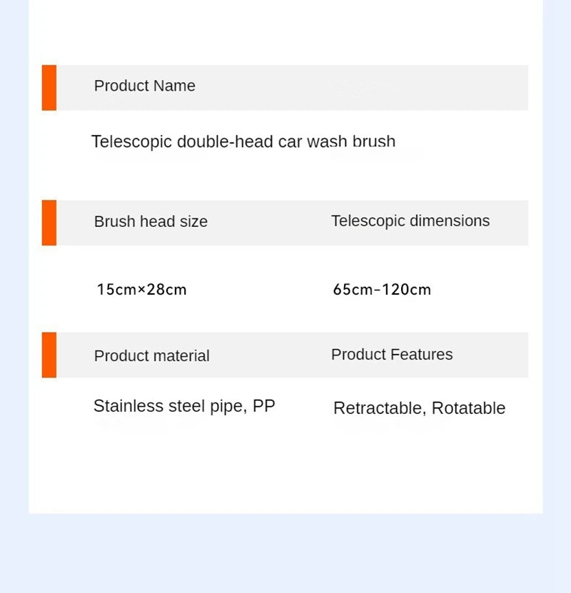 Dual Head Telescopic Car Wash Mop - Microfiber Cleaning Brush