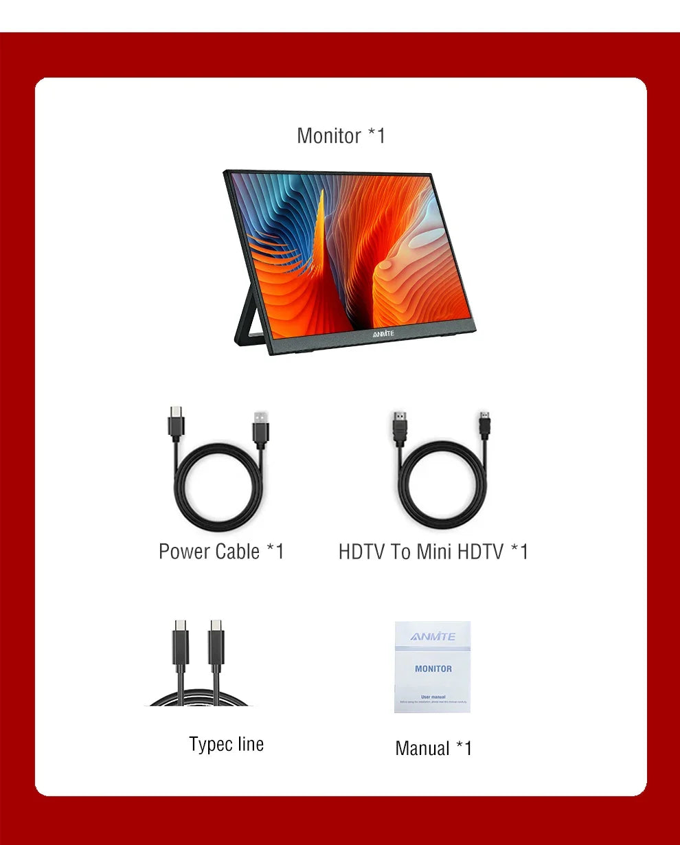14" Portable IPS Monitor 1920x1200 FHD Gaming Display with Built-in Stand