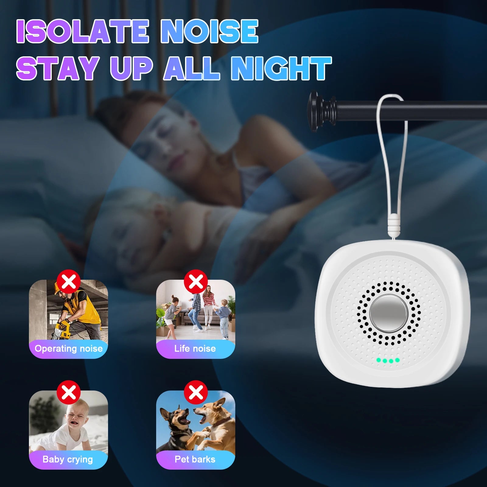 Portable White Noise Sound Machine - Sleep Aid for Babies and Adults - 11