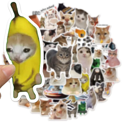 Funny Cat Meme Sticker Pack - 100 Pcs Waterproof Decals for DIY Projects