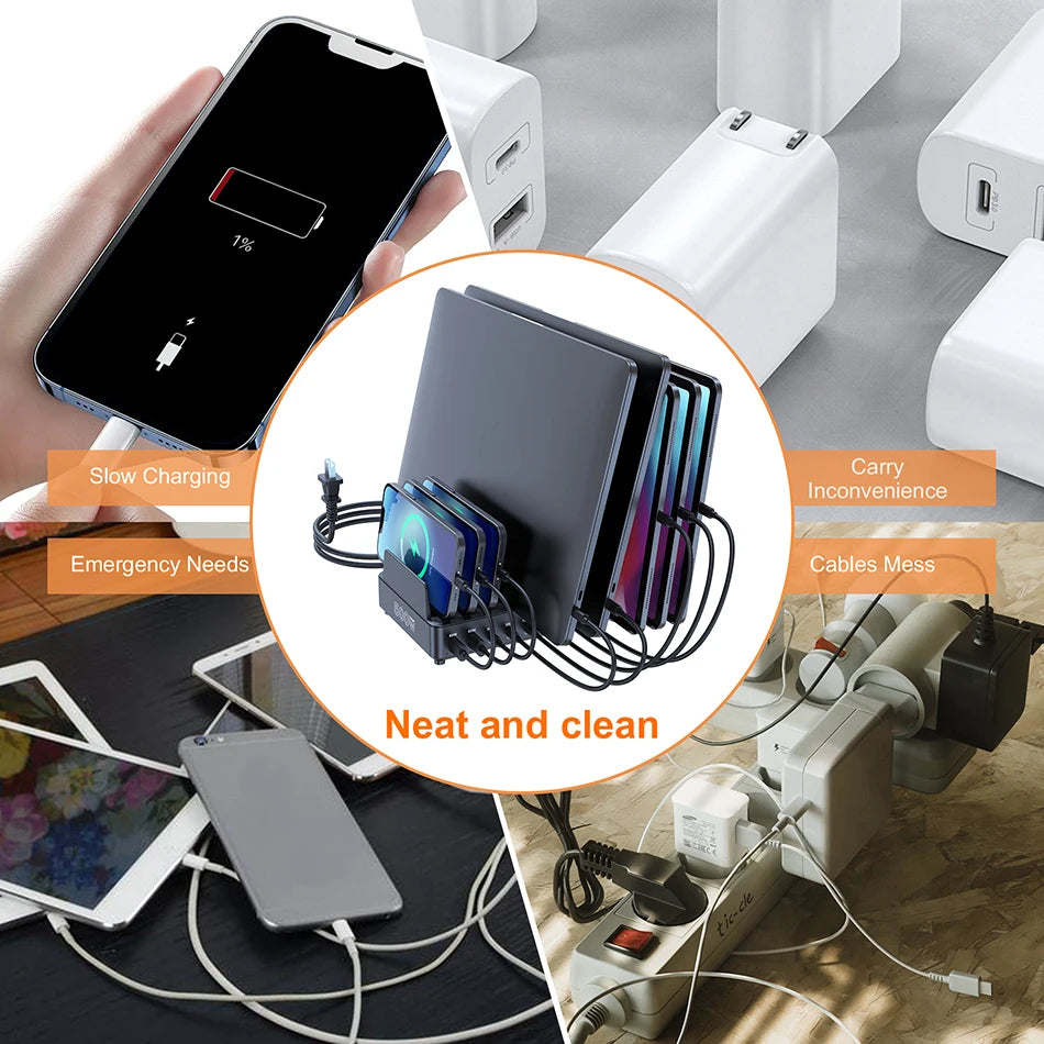 500W 10-Port GaN USB-C Charging Station for Laptops and Smartphones