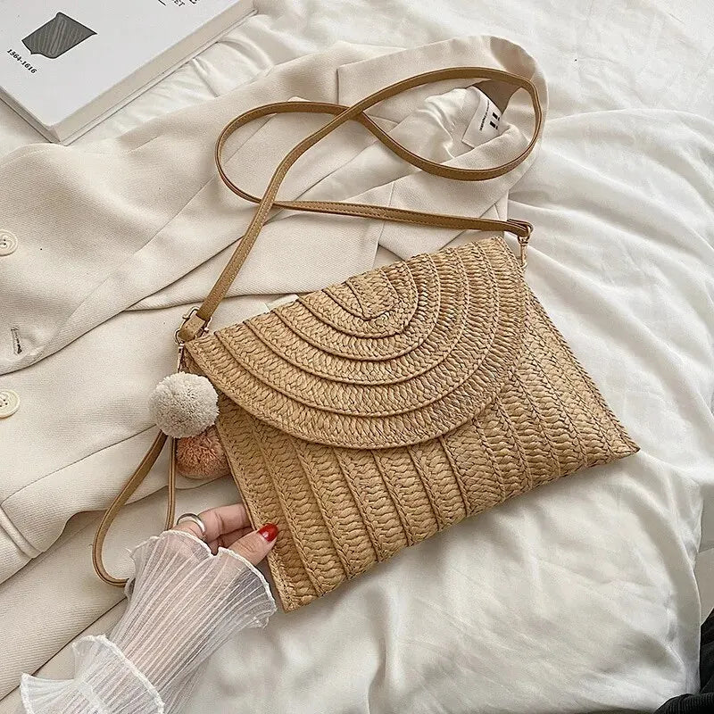 Luxury Woven Straw Beach Clutch