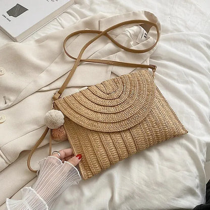 Luxury Woven Straw Beach Clutch