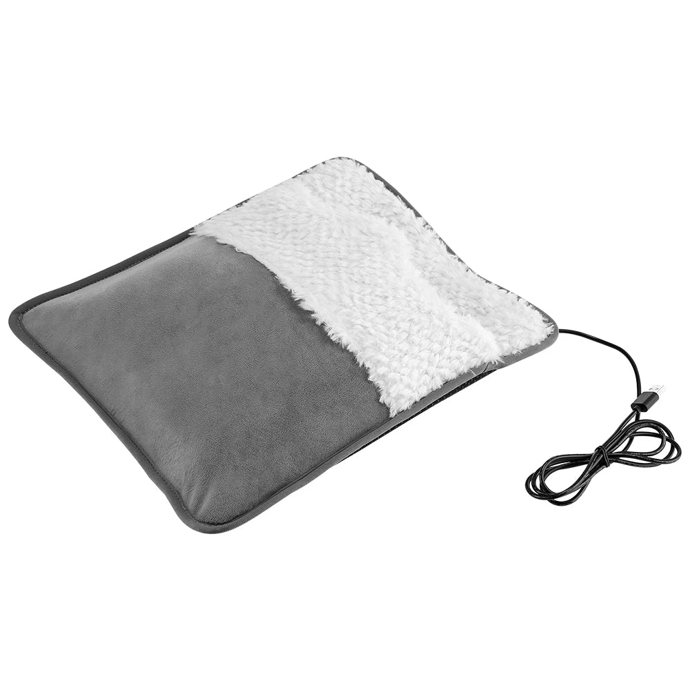 USB Electric Foot Warmer - Portable Heated Plush Mat for Home and Office