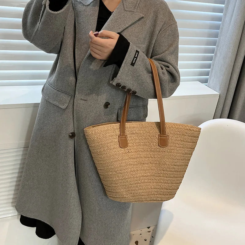 Luxury Bohemian Knitted Straw Tote