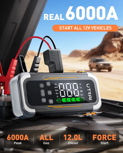 6000A Car Jump Starter with 150PSI Air Compressor & Power Bank