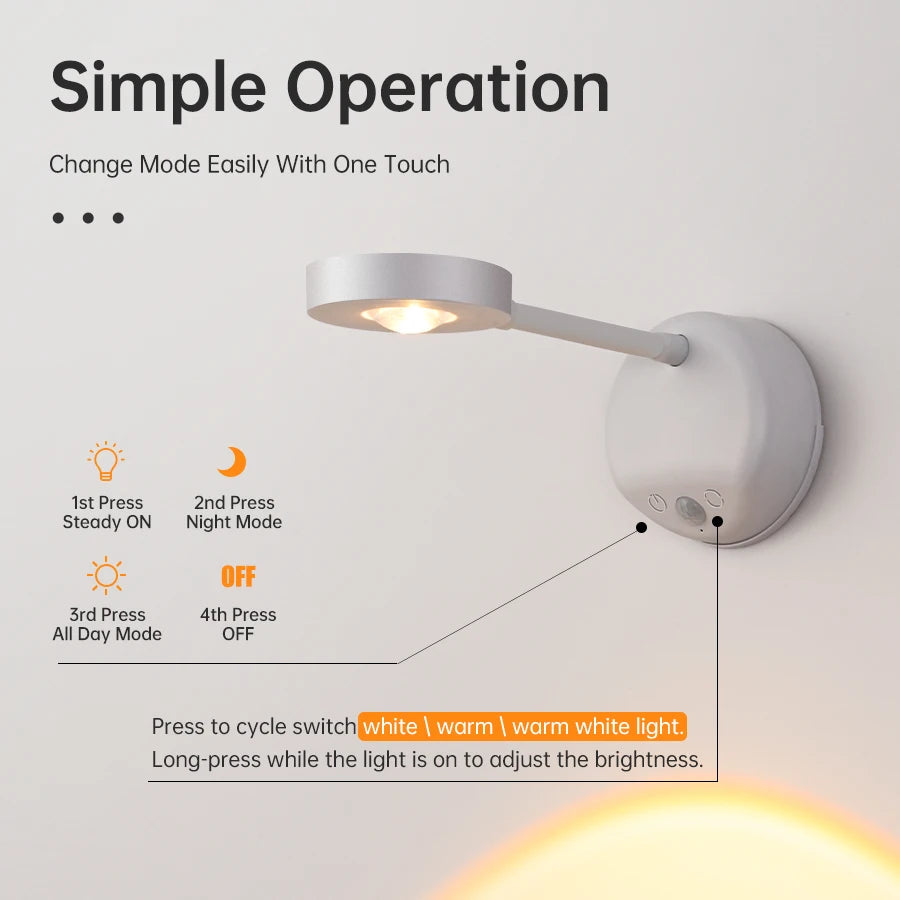 Dimmable Wireless Motion Sensor LED Wall Sconce - Rechargeable Picture Light & Art Spotlight - 4