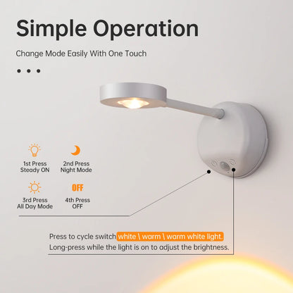 Dimmable Wireless Motion Sensor LED Wall Sconce - Rechargeable Picture Light & Art Spotlight