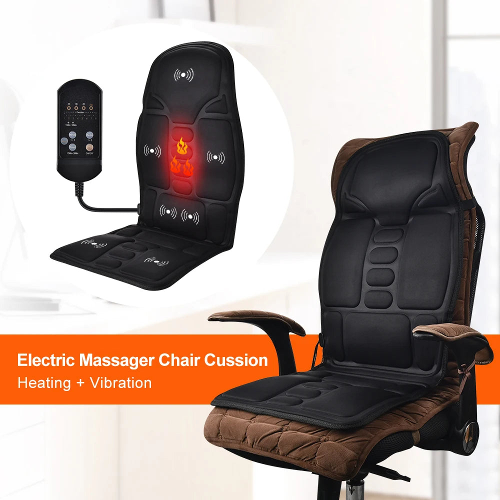 Electric Full-Body Vibrating Massage Chair Cushion with Soothing Heat Therapy - 14