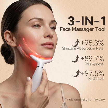 3-in-1 LED Facial & Neck Sculpting Massager – Anti-Aging Skin Toning Device