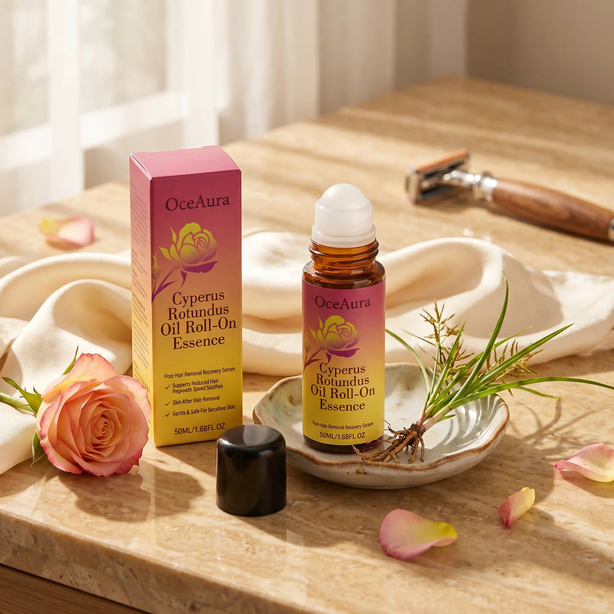 Cyperus Rotundus Roll-On Oil Essence for Post-Hair Removal Skin Soothing & Care