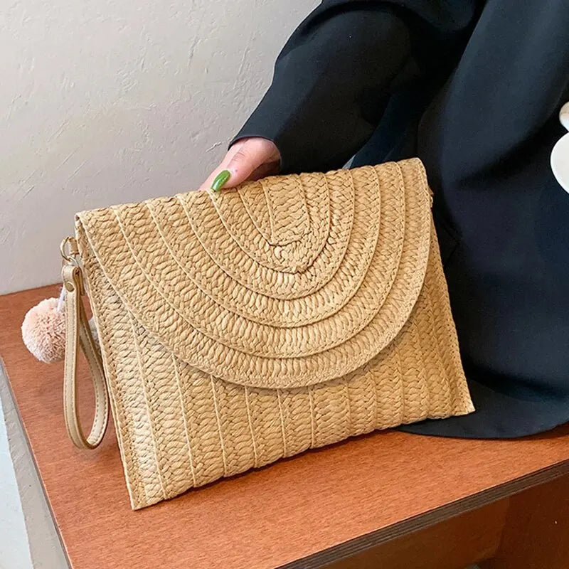Luxury Woven Straw Beach Clutch