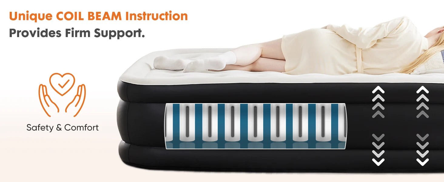 Premium Queen Size Air Mattress with Built-in Electric Pump & Flocked Top - 9