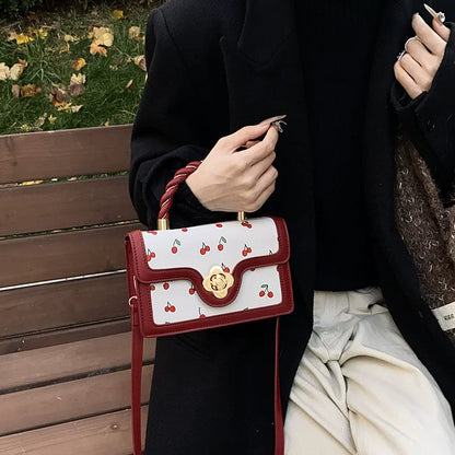 Luxury Cherry Print Crossbody Bag