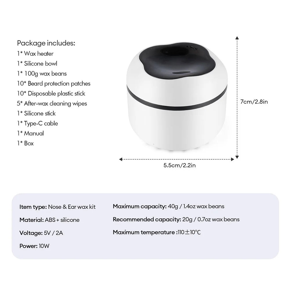 Mini Wax Heater & Nose Ear Hair Removal Kit