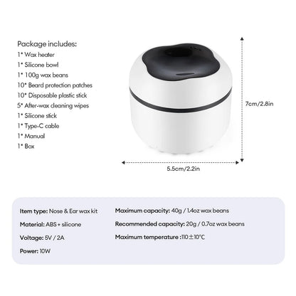 Mini Wax Heater & Nose Ear Hair Removal Kit