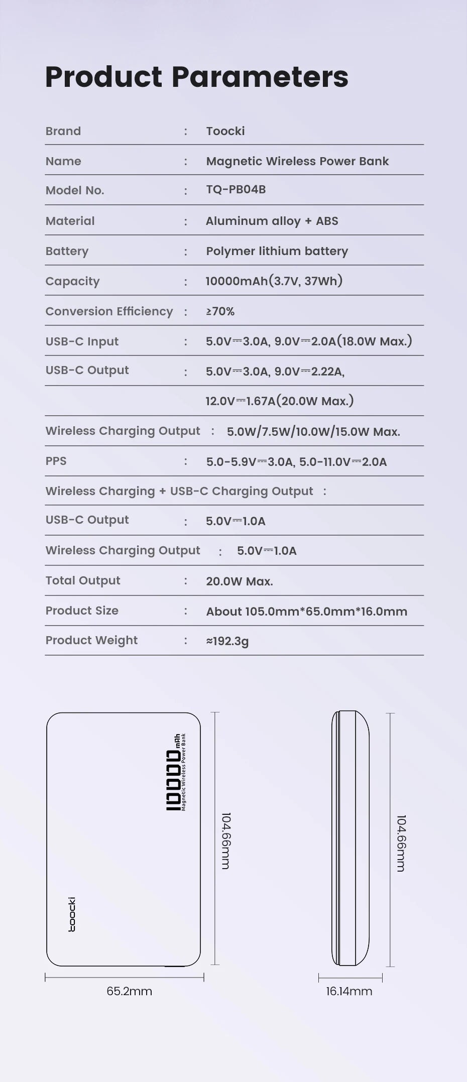 Magnetic Wireless Power Bank 10000mAh 20W Fast Charger for iPhone